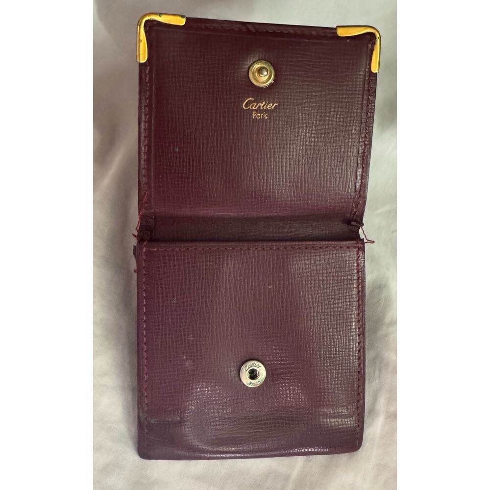 Cartier Must De Cartier Burgundy Leather Coin Purse Wallet Vintage - Picture 2 of 8